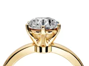 Solitaire Engagement Ring Setting for Round Cut Center with Plain Band and Tulip Prong Head in Yellow Gold