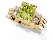 Solitaire Engagement Ring Setting for Fancy Yellow Radiant Cut Center with Grooved Bar Accent Band and Prong Head in Yellow Gold