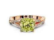 Solitaire Engagement Ring Setting for Fancy Yellow Cushion Cut Center with Twisted Pave Split Shank and Prong Head in Rose Gold