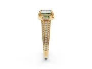 Solitaire Engagement Ring Setting for Fancy Green Princess Cut Center with Accented Split Shank and Prong Head in Yellow Gold