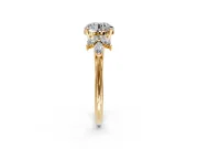 Floral Cluster Engagement Ring Setting for Round Cut Center with Marquise Accents and Prong Head in Yellow Gold