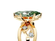 Solitaire Engagement Ring Setting for Fancy Green Marquise Center with Criss-Cross Accent Band and Prong Head in Yellow Gold