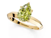Solitaire Engagement Ring Setting for Fancy Yellow Pear-Shaped Center with Wide Knife Ridge Band and Prong Head in Yellow Gold