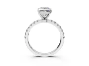 Open Basket Engagement Ring Setting for Princess Cut Center with Pave Band and Prong Head in Sterling Silver