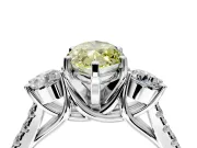 3 Stone Engagement Ring Setting for Fancy Yellow Marquise Center with Crossover Basket, Pave Band and Prong Head in Platinum