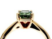 Solitaire Engagement Ring Setting for Fancy Green Emerald Cut Center with Knife Ridge Band and Claw Prong Head in Yellow Gold