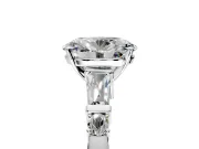 Bar-Set Engagement Ring Setting for Oval Center with Tapered Baguette Accents and Prong Head in Platinum