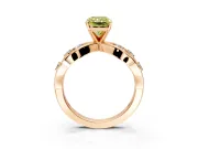 Solitaire Engagement Ring Setting for Fancy Yellow Radiant Cut Center with Criss-Cross Accent Band and Prong Head in Rose Gold