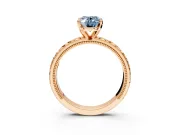 Solitaire Engagement Ring Setting for Fancy Blue Oval Center with XO Engraved Band and Prong Head in Rose Gold