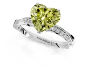 Side Accent Engagement Ring Setting for Fancy Yellow Heart-Shaped Center with Accent Shoulders and Prong Head in Sterling Silver