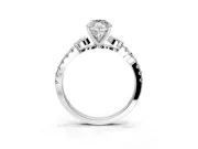 Leaf Motif Engagement Ring Setting for Marquise Center with Pave Band and Prong Head in Sterling Silver