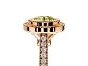 Halo Engagement Ring Setting for Fancy Yellow Round Cut Center with Milgrain Frame, Pave Band and Prong Head in Rose Gold