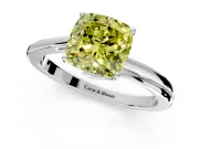 Solitaire Engagement Ring Setting for Fancy Yellow Cushion Cut Center with Plain Bypass Twist Band and Prong Head in Sterling Silver