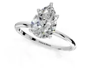 Solitaire Engagement Ring Setting for Pear-Shaped Center with Straight Thin Band and Prong Head in Platinum