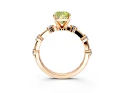 Solitaire Engagement Ring Setting for Fancy Yellow Cushion Cut Center with Bezel Station Band and Prong Head in Rose Gold