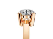 Solitaire Engagement Ring Setting for Round Cut Center with Plain Band and Flat Tab Prong Head in Rose Gold