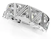 Triangle Lab-Grown Diamond Geometric Men's Wedding Band with Angular Frames in Sterling Silver