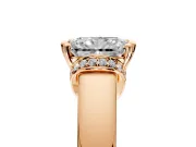 Solitaire Engagement Ring Setting for Radiant Cut Center with Wide Band, Pave Collar and Prong Head in Rose Gold