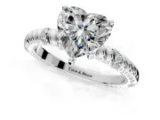 Rope Engagement Ring Setting for Heart-Shaped Center with Accent Shoulders and Prong Head in Platinum