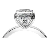 Solitaire Engagement Ring Setting for Princess Cut Center with Fine Wire Band and Prong Head in White Gold