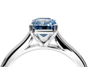 Solitaire Engagement Ring Setting for Fancy Blue Emerald Cut Center with Narrow Cathedral Band and Prong Head in Platinum