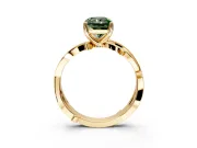 Solitaire Engagement Ring Setting for Fancy Green Radiant Cut Center with Pave and Plain Crossover Band and Prong Head in Yellow Gold