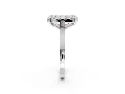 Single Halo Engagement Ring Setting for Fancy Pink Emerald Cut Center with Corner Claws, Plain Band and Prong Head in White Gold