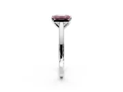 Solitaire Engagement Ring Setting for Fancy Pink Emerald Cut Center with Flat-Sided Plain Band and Prong Head in White Gold