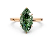 Low-Set Solitaire Engagement Ring Setting for Fancy Green Oval Center with Thin Plain Band and Prong Head in Rose Gold