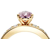 Solitaire Engagement Ring Setting for Fancy Pink Pear-Shaped Center with Channel-Set Accents and Prong Head in Yellow Gold