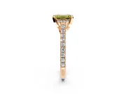 Solitaire Engagement Ring Setting for Fancy Yellow Emerald Cut Center with Widening Pave Band and Claw Prong Head in Rose Gold