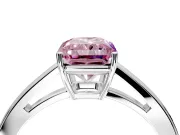 Solitaire Engagement Ring Setting for Fancy Pink Radiant Cut Center with Open Cathedral Shoulders and Prong Head in Platinum