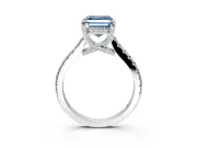 Solitaire Engagement Ring Setting for Fancy Blue Asscher Cut Center with Widening Pave Band and Claw Prong Head in Platinum