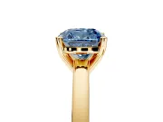 Solitaire Engagement Ring Setting for Fancy Blue Cushion Cut Center with Basket Rail and Prong Head in Yellow Gold
