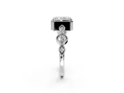 Vintage Station Engagement Ring Setting for Radiant Cut Center with Accents and Prong Head in Platinum