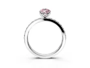 Solitaire Engagement Ring Setting for Fancy Pink Pear-Shaped Center with Round Cut Pave Band and Prong Head in Sterling Silver