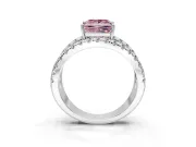 Solitaire Engagement Ring Setting for Fancy Pink Princess Cut Center with Wide-Open Split Shank and Prong Head in Platinum