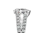 Solitaire Engagement Ring Setting for Pear-Shaped Center with Pave Split Shank and Prong Head in Platinum