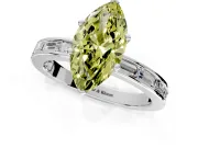 Solitaire Engagement Ring Setting for Fancy Yellow Marquise Center with Channel Baguette Band and Prong Head in Platinum