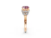 Leaf Cluster Engagement Ring Setting for Fancy Pink Round Cut Center with Marquise Accents and Prong Head in Rose Gold