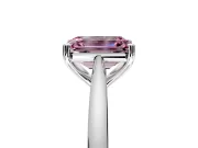 Solitaire Engagement Ring Setting for Fancy Pink Emerald Cut Center with Narrow Cathedral Band and Prong Head in Sterling Silver