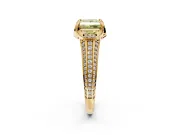 Solitaire Engagement Ring Setting for Fancy Yellow Princess Cut Center with Accented Split Shank and Prong Head in Yellow Gold