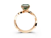 Solitaire Engagement Ring Setting for Fancy Green Asscher Cut Center with Pave and Plain Crossover Band and Prong Head in Rose Gold