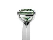 Solitaire Engagement Ring Setting for Fancy Green Princess Cut Center with Wide Knife Ridge Band and Prong Head in Sterling Silver
