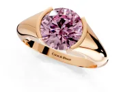 Tension Engagement Ring Setting for Fancy Pink Round Cut Center with Wide Tapered Band and Tension Head in Rose Gold