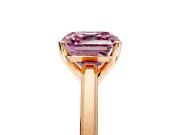 Solitaire Engagement Ring Setting for Fancy Pink Asscher Cut Center with Flat-Sided Plain Band and Prong Head in Rose Gold