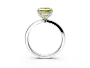 Solitaire Engagement Ring Setting for Fancy Yellow Princess Cut Center with Thin Rounded Plain Band and Prong Head in Platinum