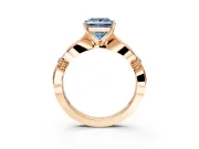 Solitaire Engagement Ring Setting for Fancy Blue Princess Cut Center with Carved Leaf Shoulders and Prong Head in Rose Gold