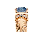 Solitaire Engagement Ring Setting for Fancy Blue Cushion Cut Center with Filigree Accent Basket and Prong Head in Rose Gold