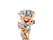 Solitaire Engagement Ring Setting for Round Cut Center with Marquise Accent Twist Band and Prong Head in Rose Gold
